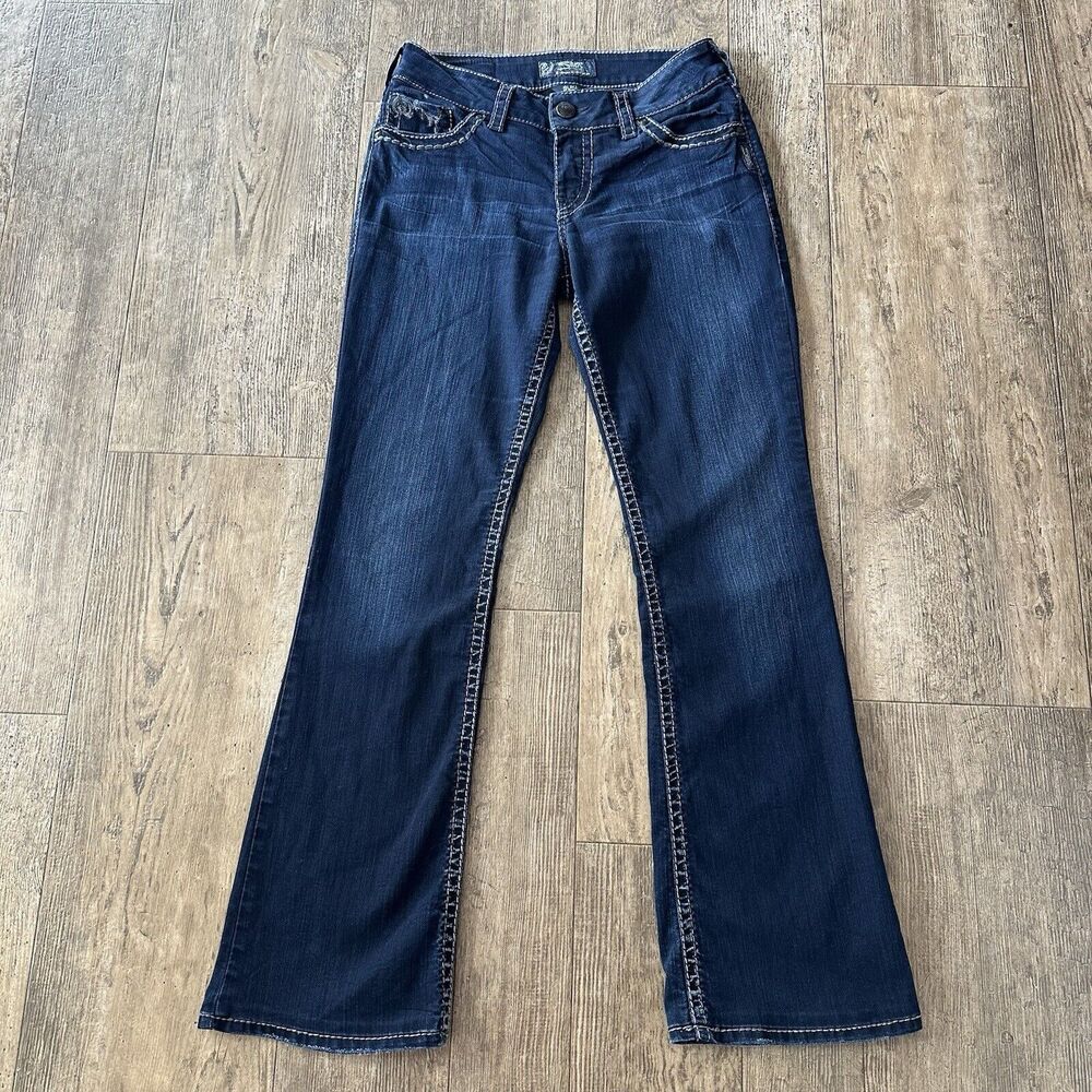 Silver SUKI Womens Size 29 Blue Mid Rise Boot Cut Jeans Denim Pants 27x30.5 - Picture 8 of 12